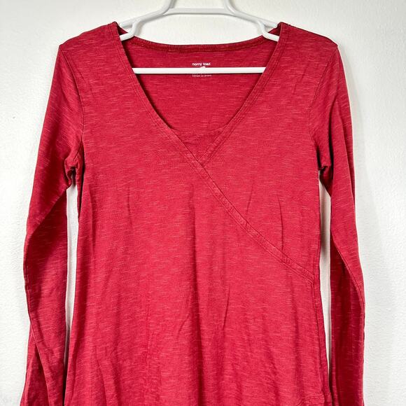 Horny Toad Long Sleeve Dress Red Surplice Neckline Small - Picture 3 of 9